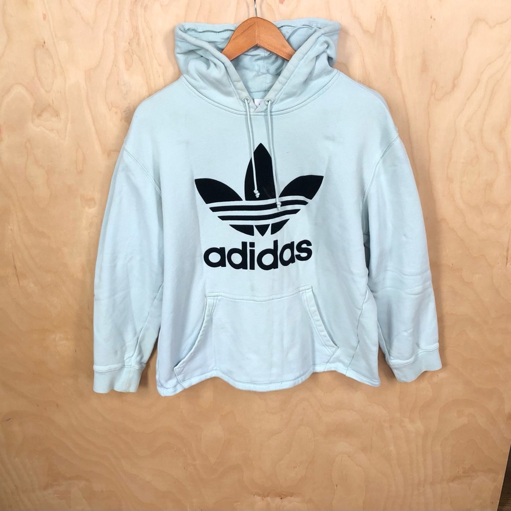 Adidas Trefoil Logo Hoodie Pocket Front 100% Cotton Women’s Medium.
